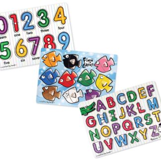 Melissa & Doug Classic Wooden Peg Puzzle (3 puzzle set)